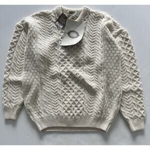 Aran Sweater Market Traditional Wool Heavyweight Sweater - Small